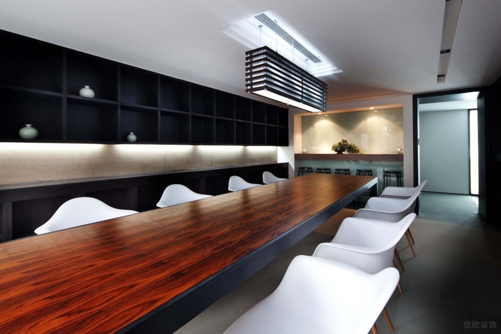 深圳罗湖百仕达大厦800平方米简约新中式风格办公室装修案例茶水休闲室