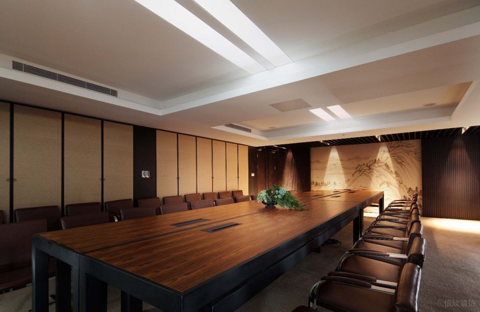深圳罗湖百仕达大厦800平方米简约新中式风格办公室装修案例会议室