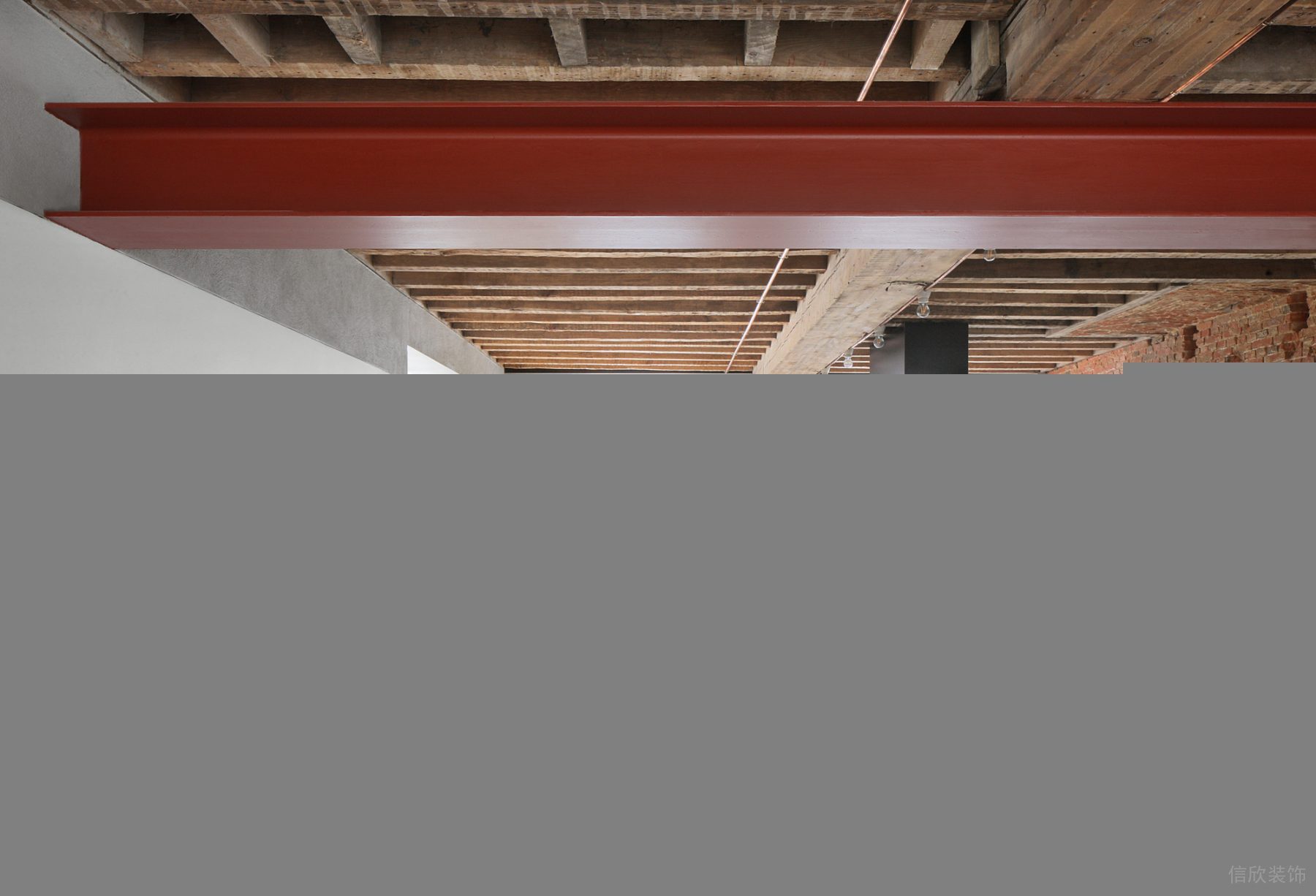 白鹿广场简约欧式办公室装修设计方案 实木格栅吊顶