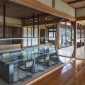 时间谷创意大厦日式原木风办公室装修方案 超大圆形造型镜