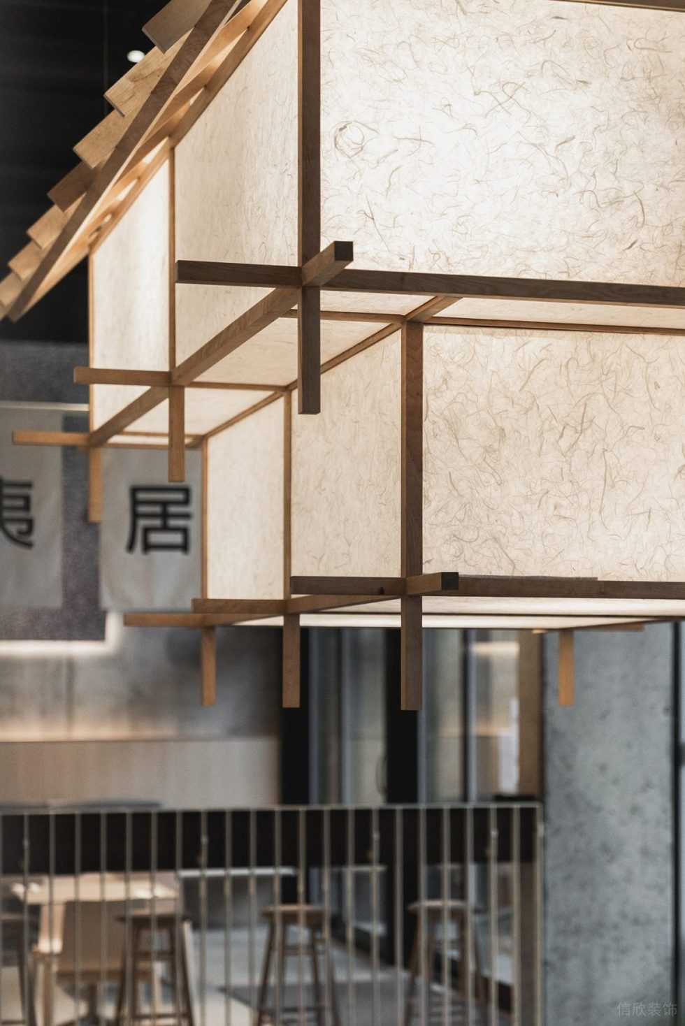 深圳宝安复古日式餐厅复古吊顶细节装修设计