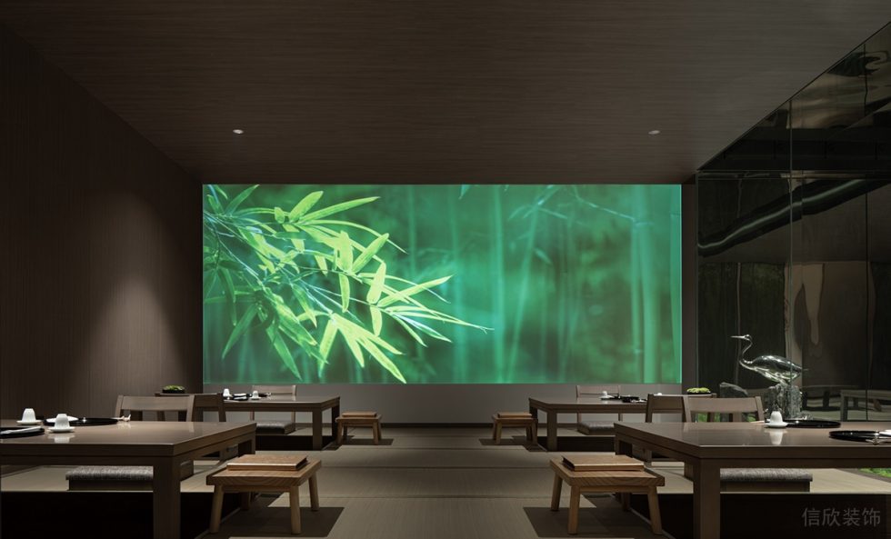深圳龙华日式风格餐厅绿意氛围就餐区设计装修