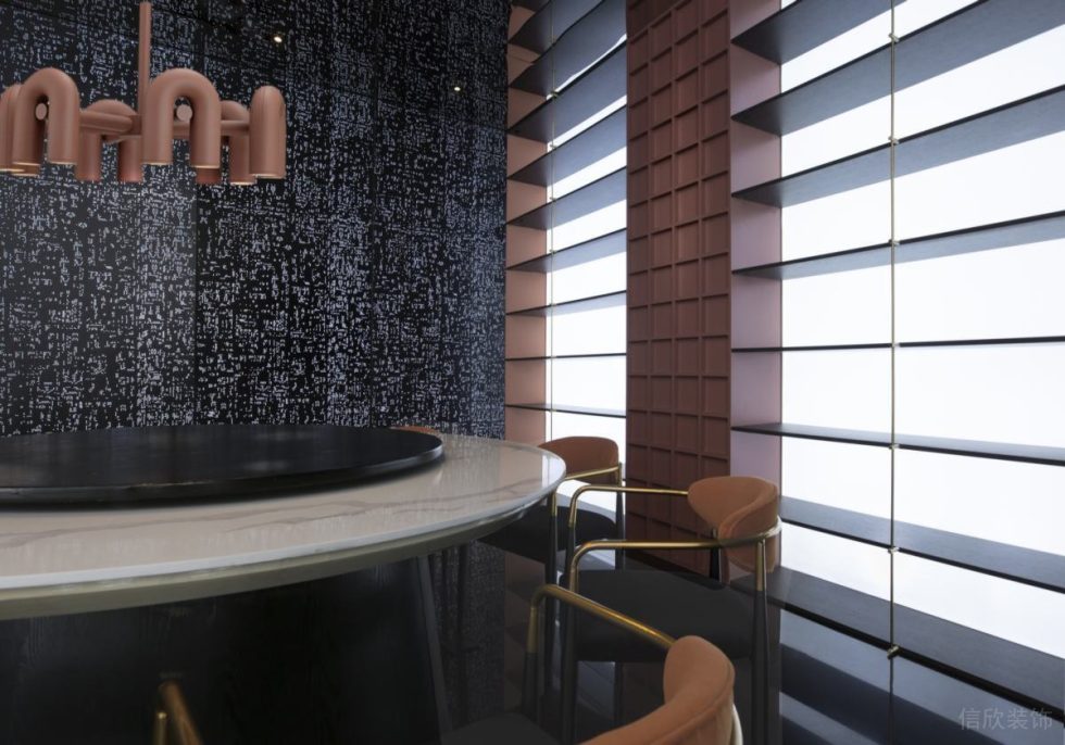 深圳龙华新中式风格餐厅传统风格百叶窗装修设计
