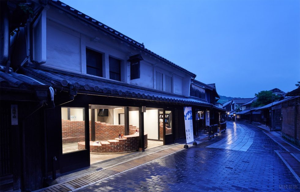 深圳市南山区前海复古风日式清酒酿造直销店装修设计-街景视角
