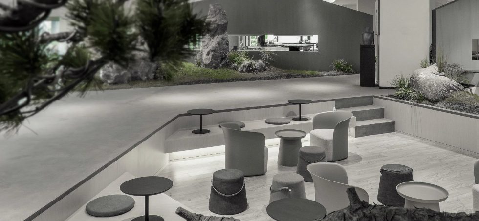 现代园林景观办公室装修设计 休息区造型沙发凳子