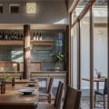 新中式田园风西餐厅玻璃砖背景墙装修设计