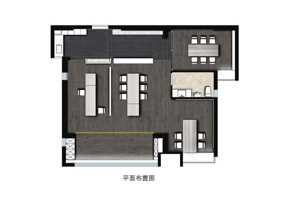 怡化金融科技大厦简约风办公室装修设计方案 平面布置图