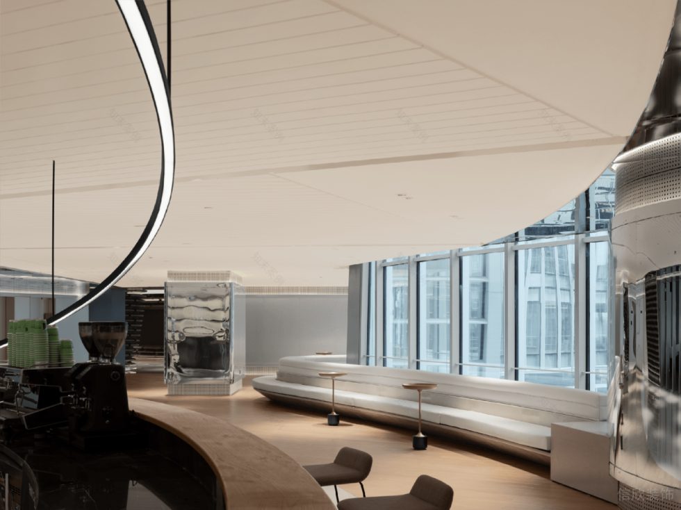 高级现代风办公室装修案例休闲厅白色弧形沙发