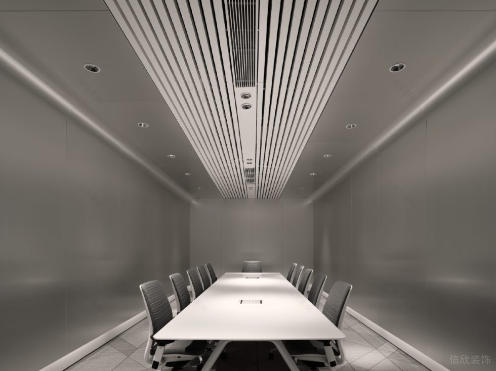 高级现代风办公室装修案例银灰色会议室
