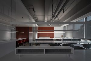 红白色现代风办公室装修设计红白色工作区效果图