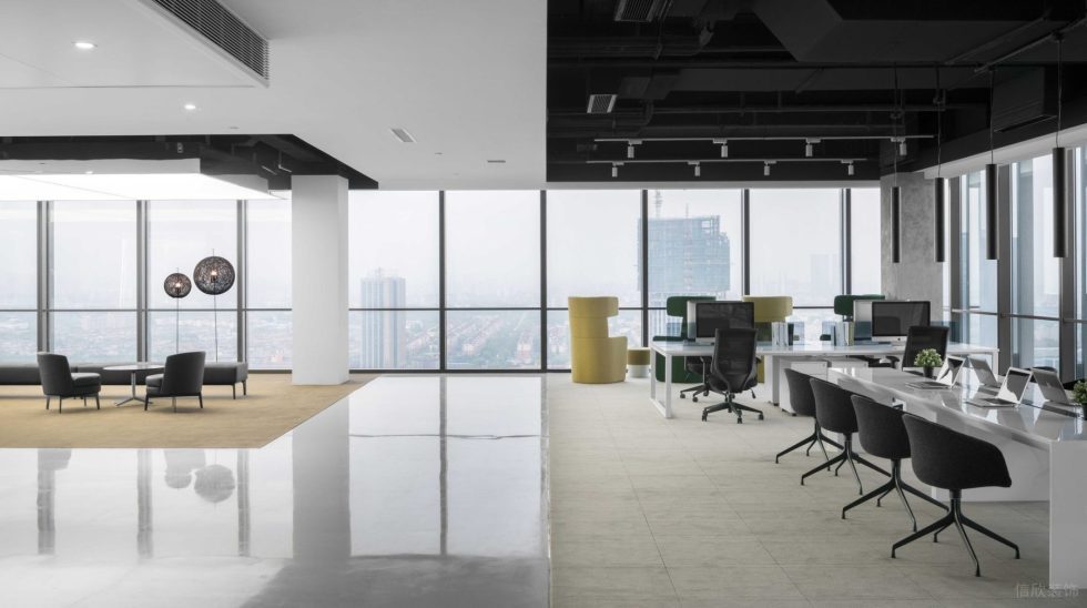 洁白现代风办公室装修设计黑白色办公区