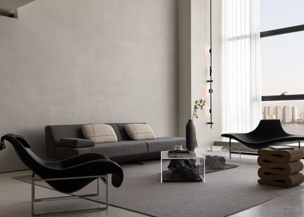极简宁静风办公室装修设计 休息区灰色沙发