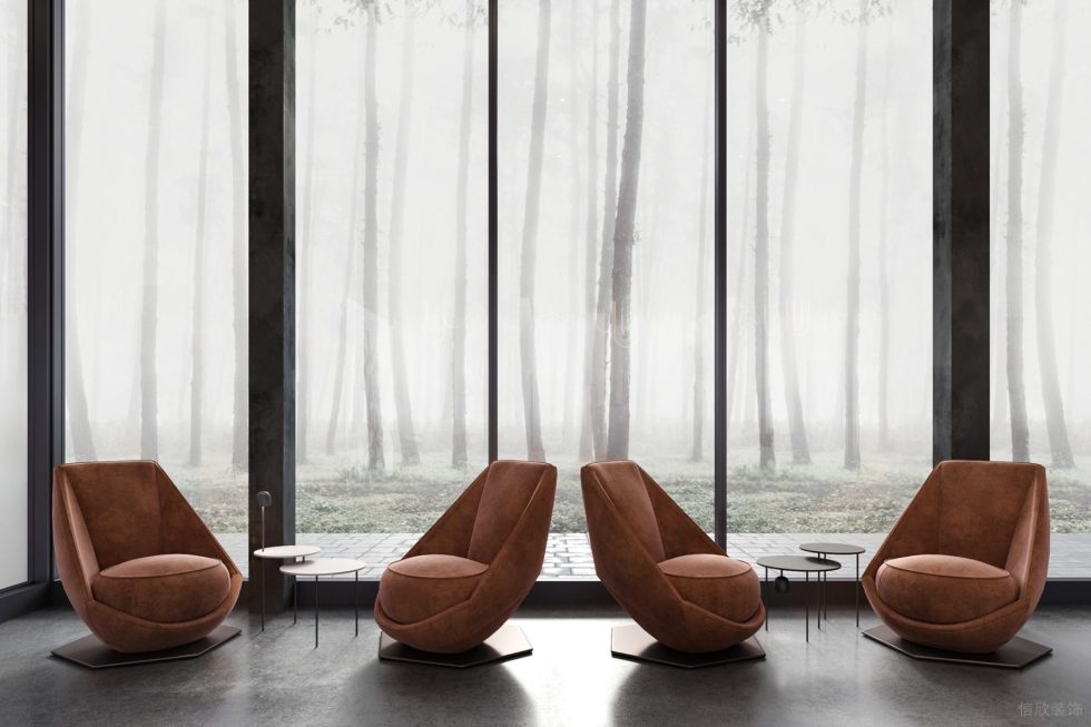 时尚清新风办公室装修方案 休息区橙色造型坐垫