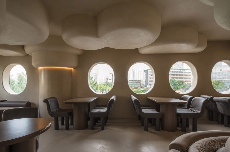 深圳南山洞穴造型餐厅褐色用餐区装修设计