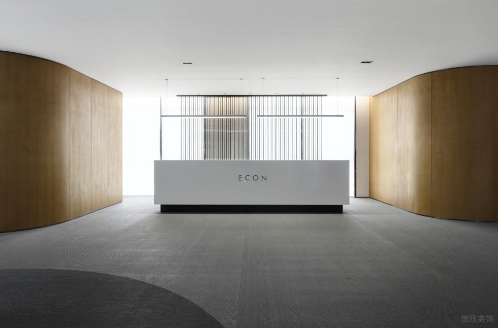 现代淡色系风格办公室装修案例黑白色服务台