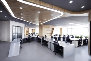 现代原木风办公室装修设计素色系工作区效果图