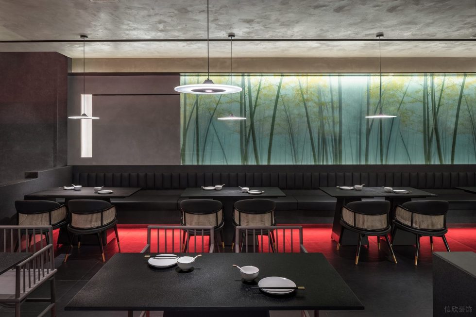 新中式中餐厅色彩碰撞空间设计装修