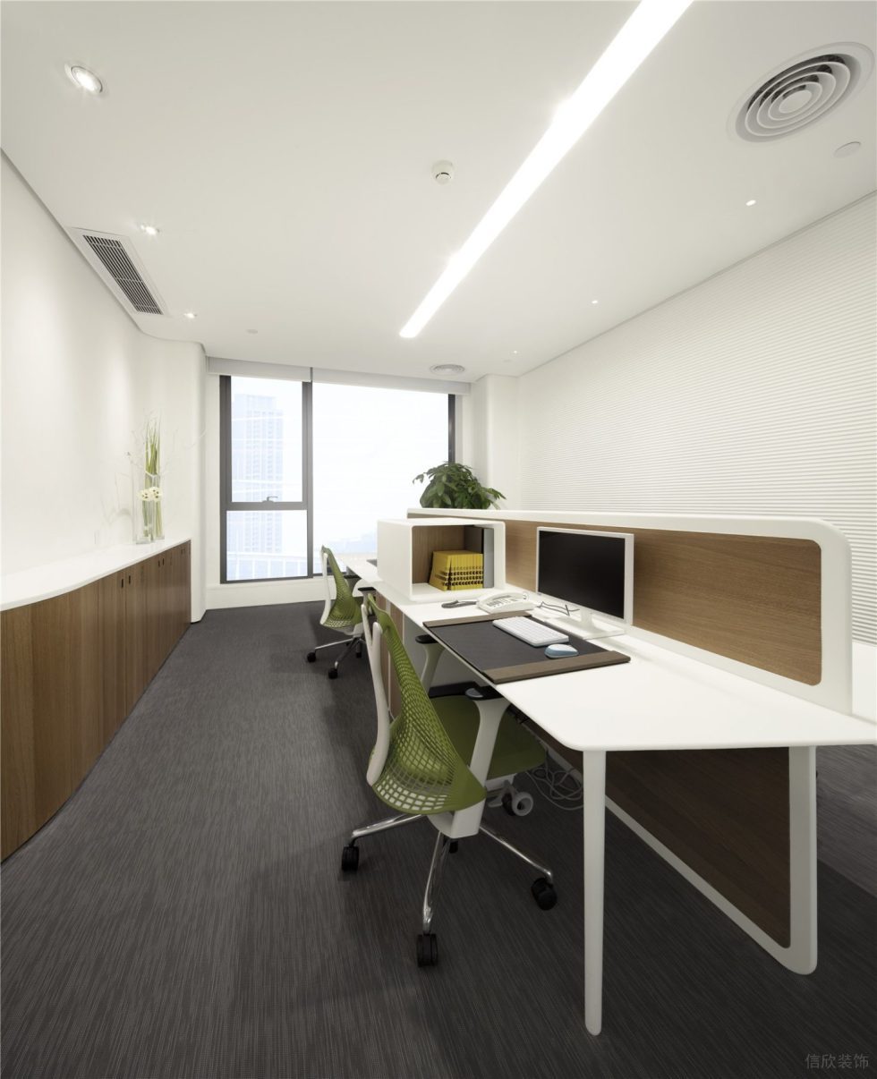 灰白色现代风办公室装修设计灰白色财务室效果图