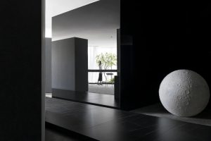 简约黑白灰展厅装修设计 白色造型球体