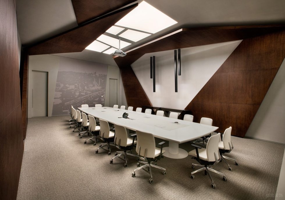 前卫现代风办公室装修设计暖灰色大型会议室