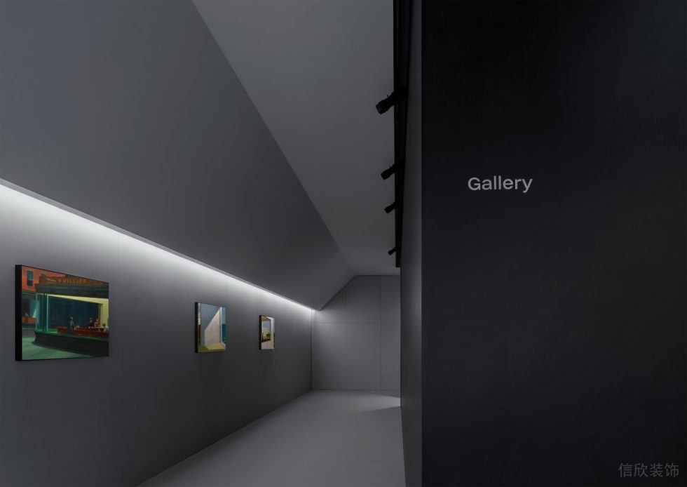 现代灯具全球旗舰展厅装修设计 冷色调暗藏灯带效果
