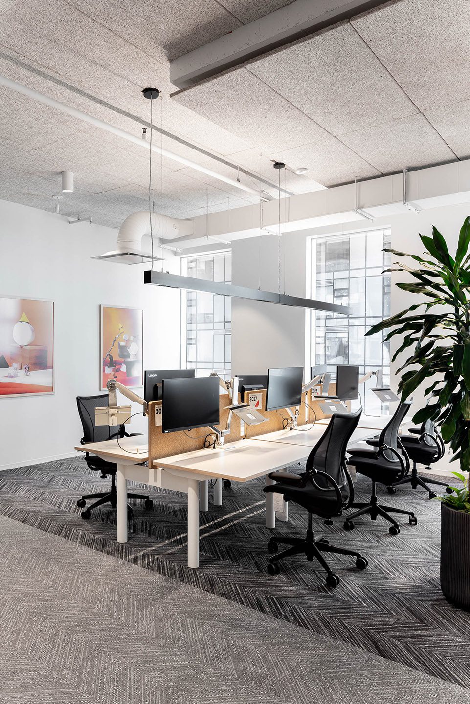 清新现代风办公室装修设计灰白色办公区