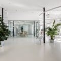 白色简约自然风办公室装修设计白色调玻璃房会议室效果图