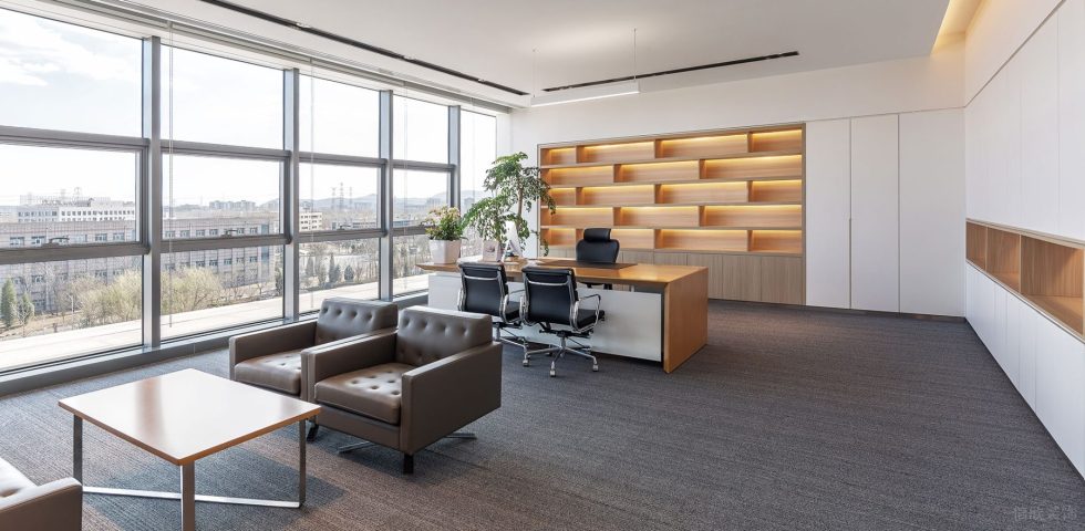 淡色现代风办公室装修设计浅色调经理办公室