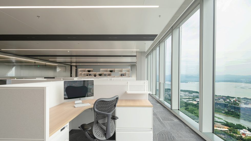 高级灰现代简约风办公室装修设计灰白色办公区