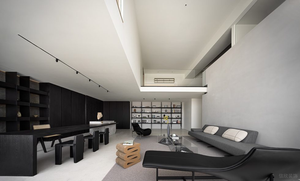 黑白灰抽象极简风办公室装修设计黑白灰休闲会客厅