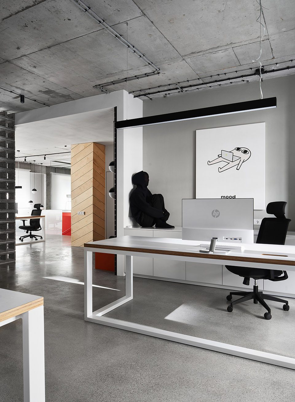 黑白灰前卫极简风办公室装修设计黑白灰经理办公区