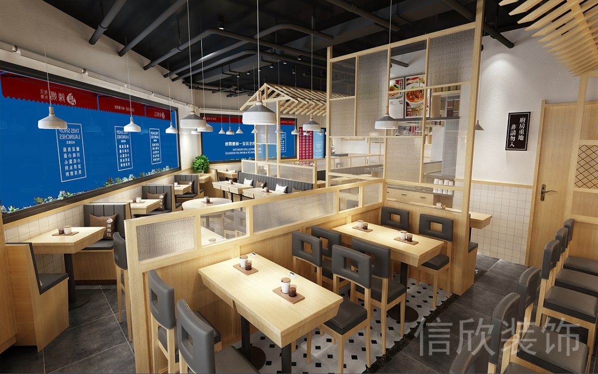 深圳罗湖火车站快餐厅屏风隔断装修设计