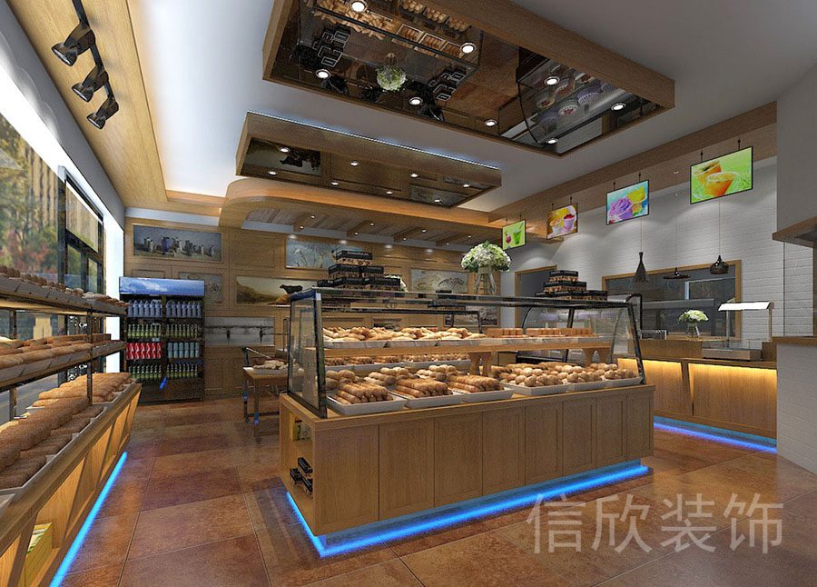 深圳盐田沙头角面包店中岛货柜装修设计