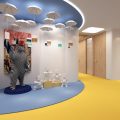 毕加索国际美术教育中心展示区蓝色天花地面设计图