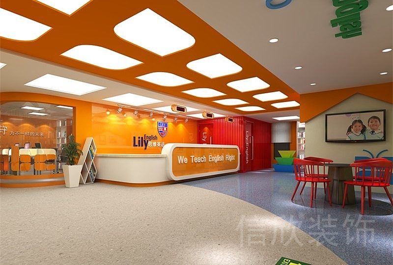 深圳市罗湖区发展中心大厦思维英语幼儿启蒙外语培训机构大厅装修