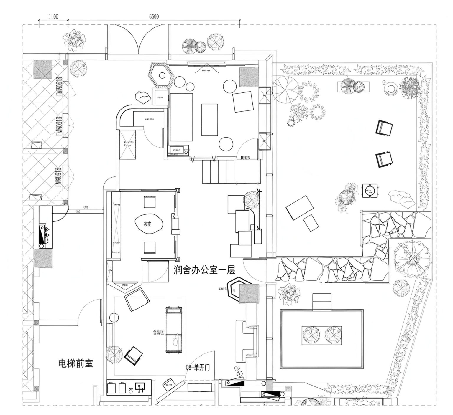 深圳坪山区汤坑社区田园风办公室一层平面图